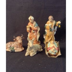 Vintage 5pc Nativity Scene Figurines Partial Set Christmas Decor